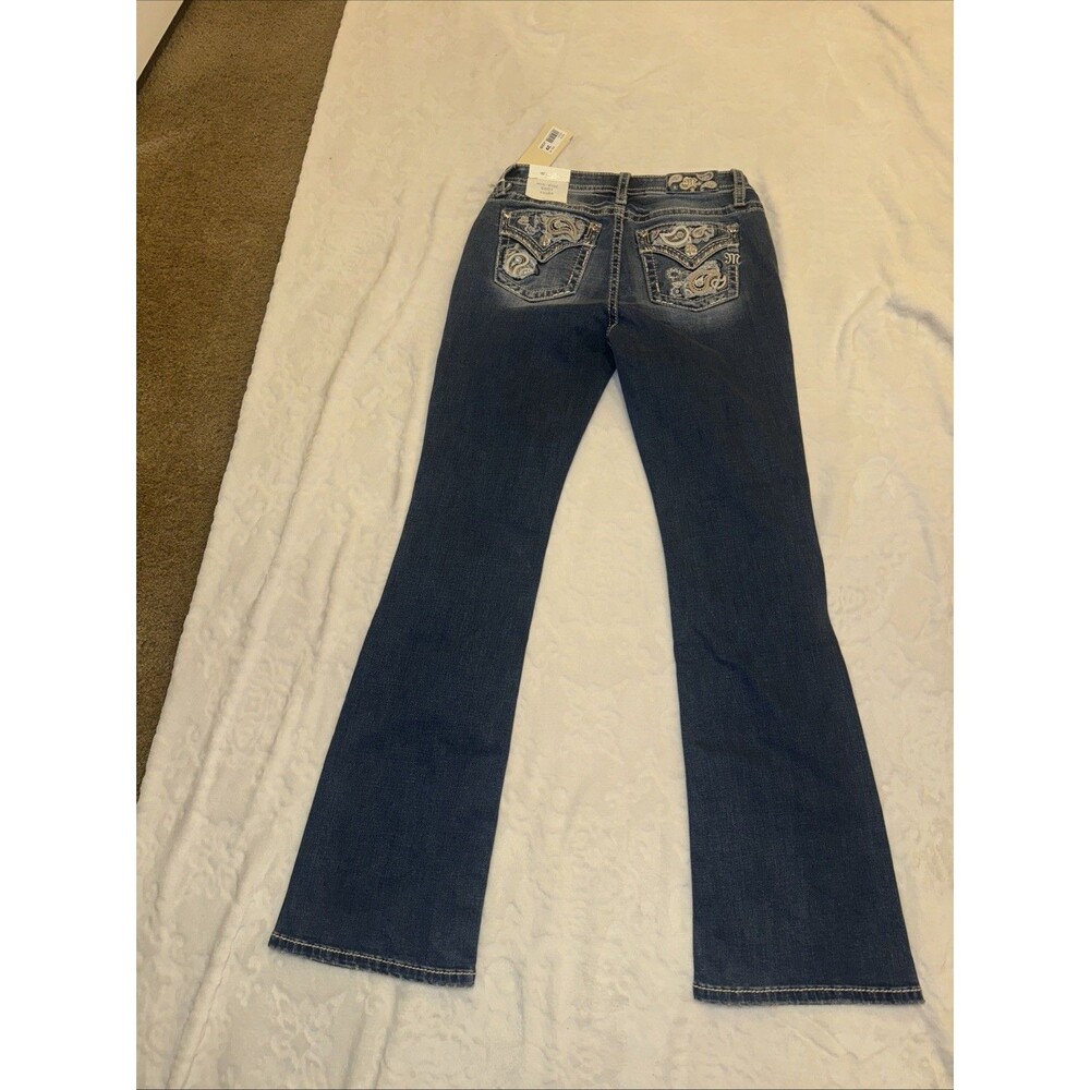 Miss Me Jeans, Slim Boot Women's Size 29 Blue, Denim, Gems Back Pocket, Flared - Picture 3 of 16